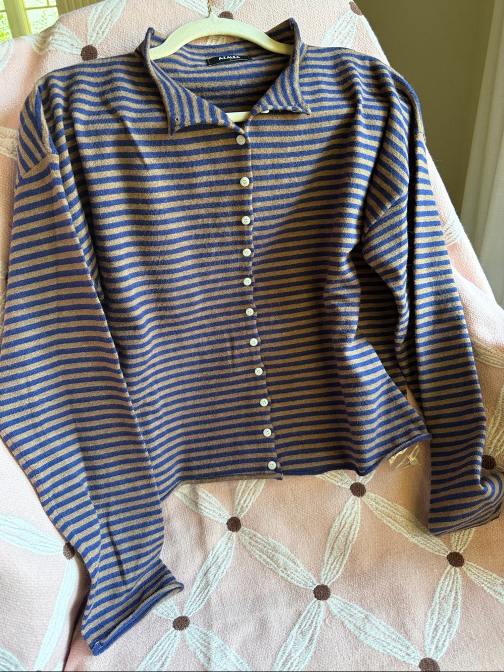 Azalea Striped Roll Neck Cardigan / L